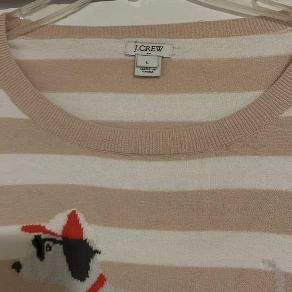 J Crew peach stripe dachshund pull over sweater - Picture 2 of 5